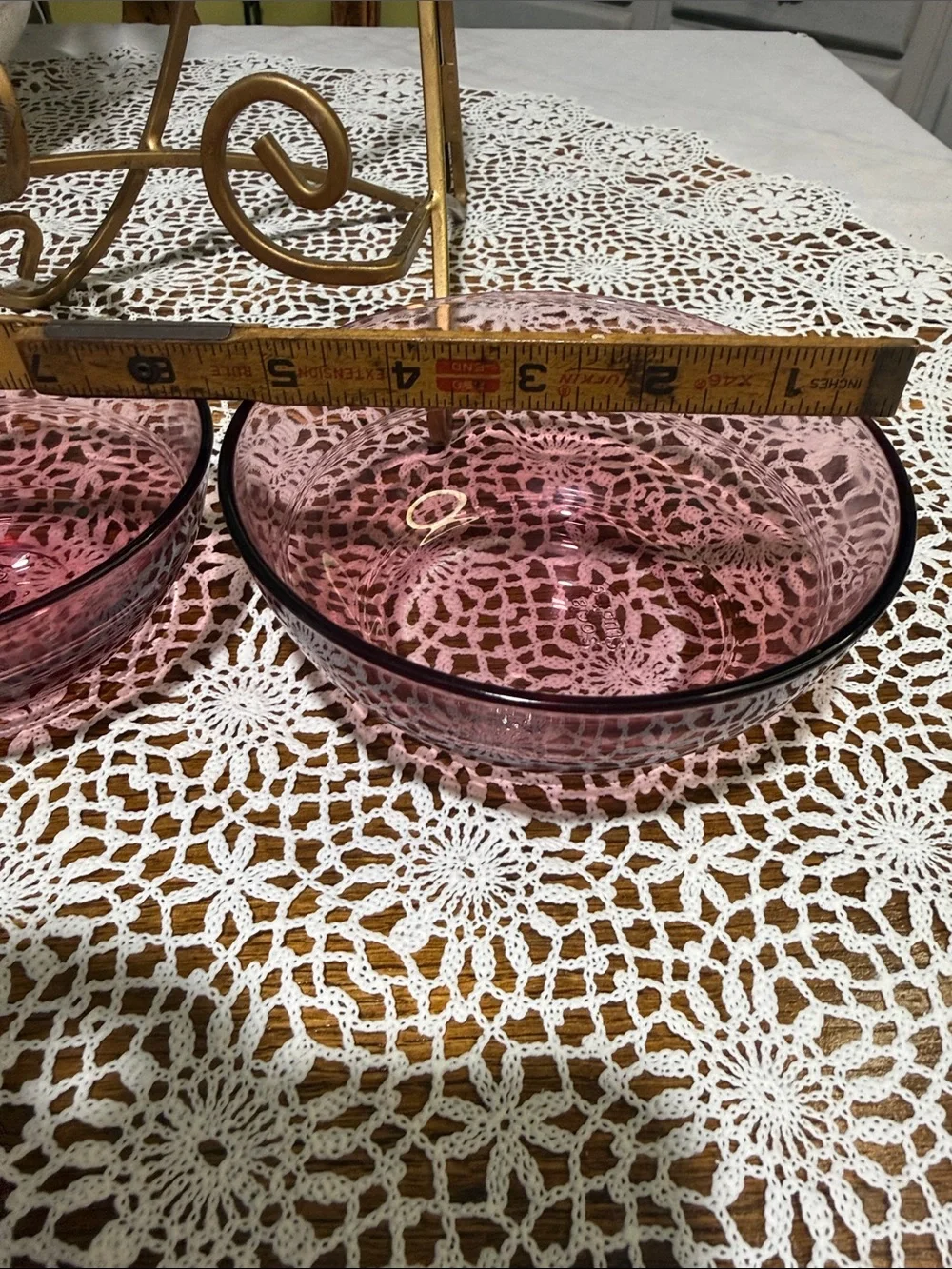 Vintage social studies pink cranberry set of 3 bowls